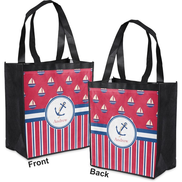 Sail Boats & Stripes Grocery Bag - Apvl