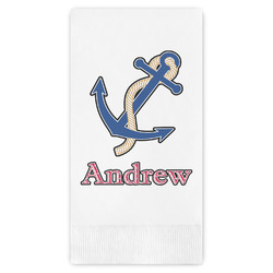 Sail Boats & Stripes Guest Napkins - Full Color - Embossed Edge (Personalized)