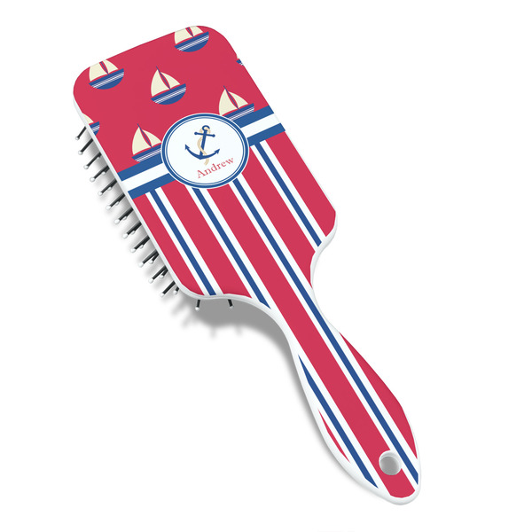 Sail Boats & Stripes Hair Brush - Angle View