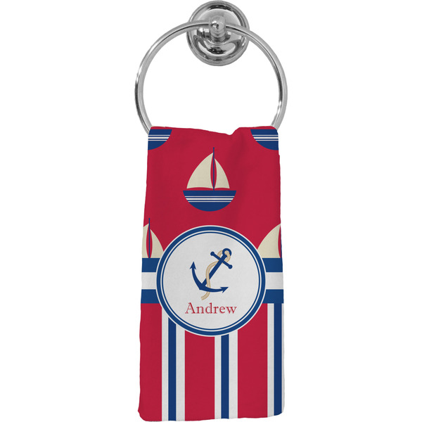 Custom Sail Boats & Stripes Hand Towel - Full Print (Personalized)