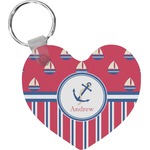 Sail Boats & Stripes Heart Plastic Keychain w/ Name or Text