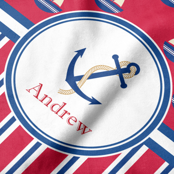 Sail Boats & Stripes Hooded Baby Towel- Detail Close Up