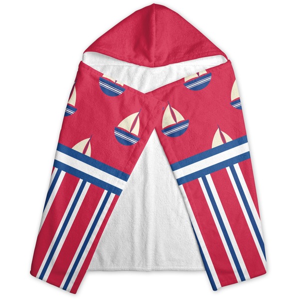 Sail Boats & Stripes Hooded Towel - Folded
