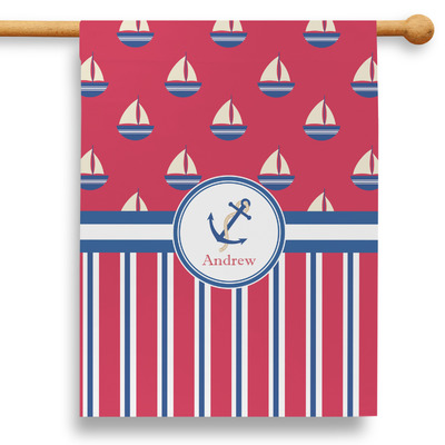 Sail Boats & Stripes 28" House Flag (Personalized)