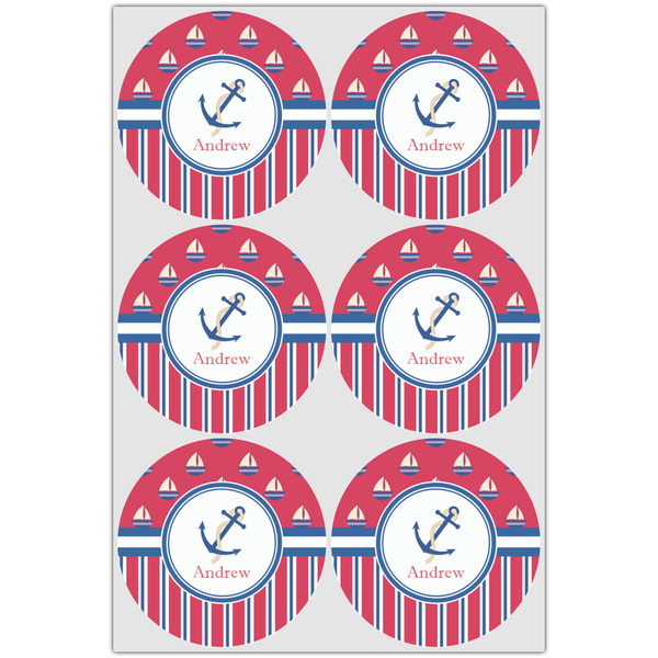 Sail Boats & Stripes Icing Circle - Large - Set of 6