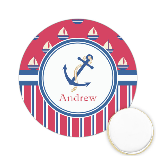 Custom Sail Boats & Stripes Printed Cookie Topper - 2.15" (Personalized)