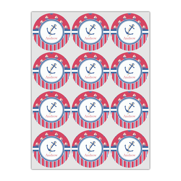 Sail Boats & Stripes Icing Circle - Small - Set of 12