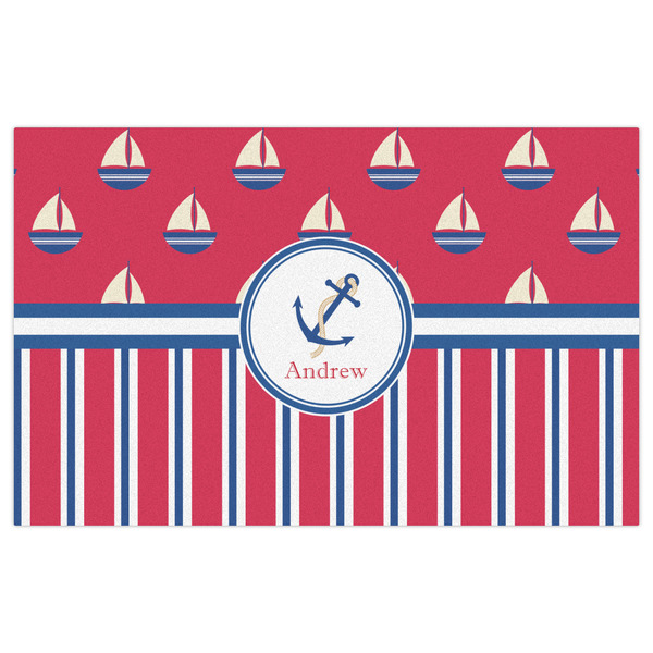 Sail Boats & Stripes Indoor / Outdoor Rug - 5'x8' - Front Flat