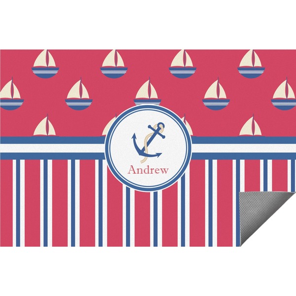 Custom Sail Boats & Stripes Indoor / Outdoor Rug - 8'x10' (Personalized)