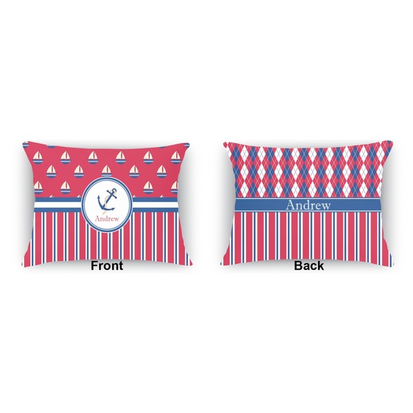 Sail Boats & Stripes  Indoor Rectangular Burlap Pillow (Front and Back)