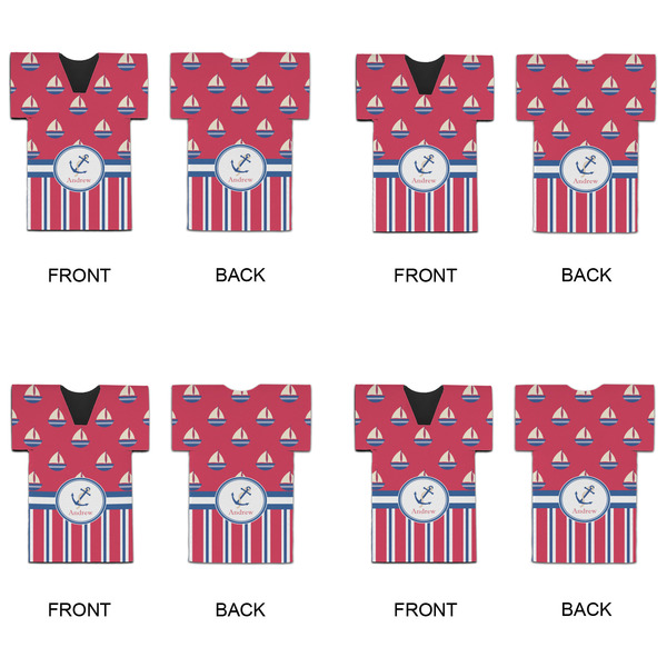 Sail Boats & Stripes Jersey Bottle Cooler - Set of 4 - APPROVAL