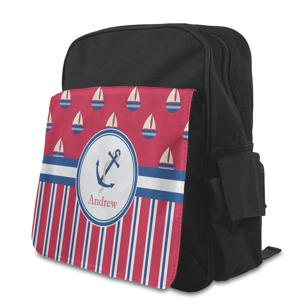 Custom Sail Boats & Stripes Preschool Backpack (Personalized)