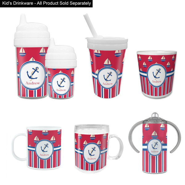 Sail Boats & Stripes Kid's Drinkware - Customized & Personalized