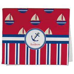 Sail Boats & Stripes Kitchen Towel - Poly Cotton w/ Name or Text