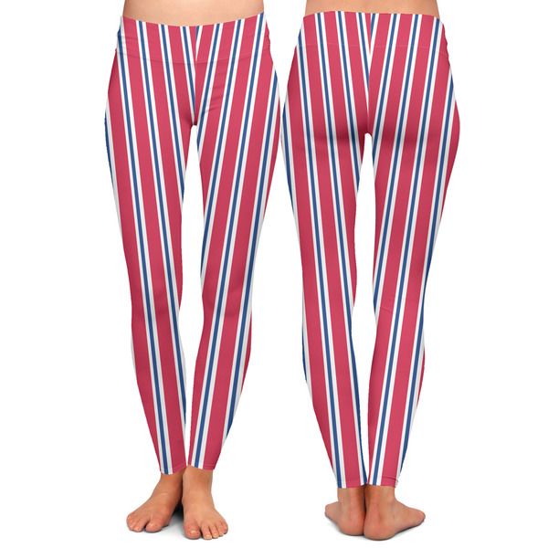 Sail Boats & Stripes Ladies Leggings - Front and Back