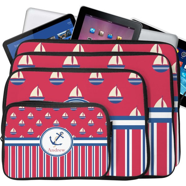 Sail Boats & Stripes Laptop Case Sizes