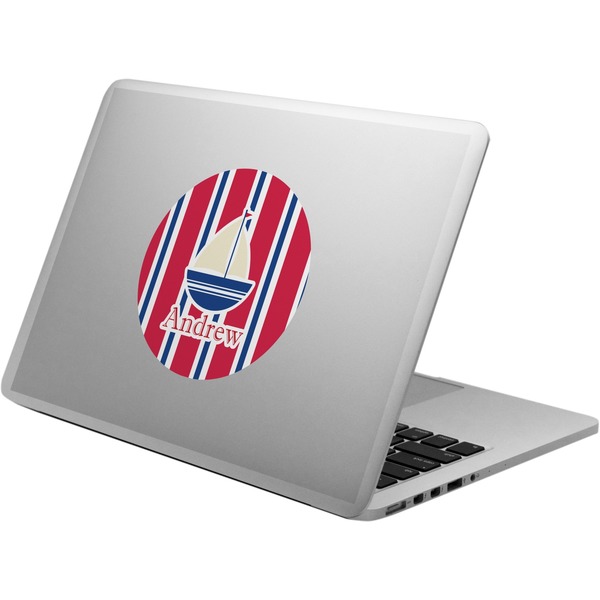 Custom Sail Boats & Stripes Laptop Decal (Personalized)
