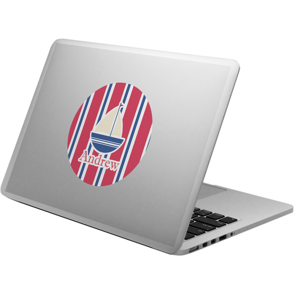 Custom Sail Boats & Stripes Laptop Decal (Personalized)