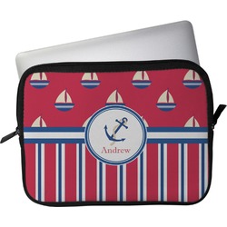 Sail Boats & Stripes Laptop Sleeve / Case - 13" (Personalized)