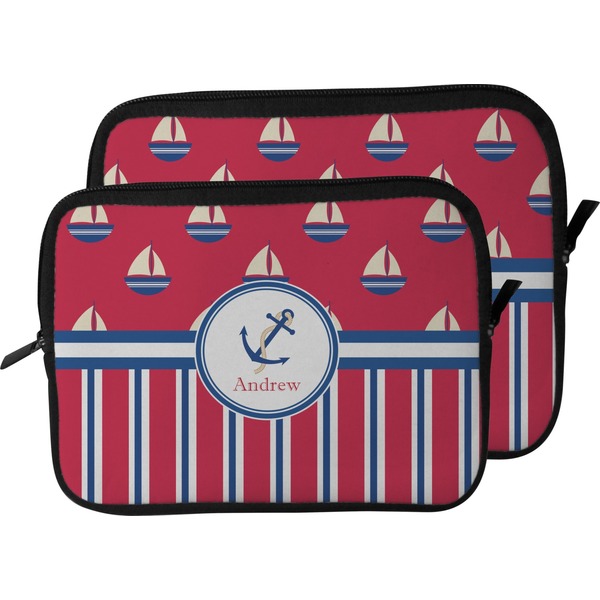 Sail Boats & Stripes Laptop Sleeve (Size Comparison)