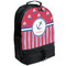 Sail Boats & Stripes Large Backpack - Black - Angled View