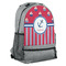Sail Boats & Stripes Large Backpack - Gray - Angled View