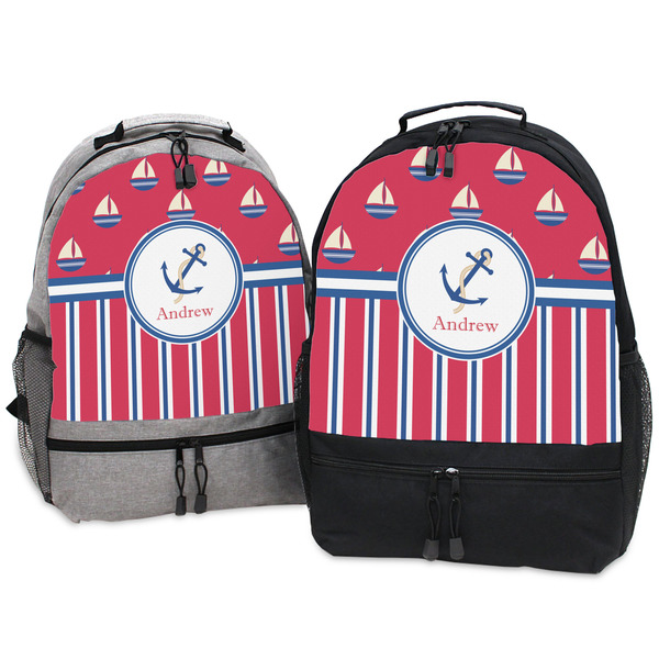 Sail Boats & Stripes Large Backpacks - Both