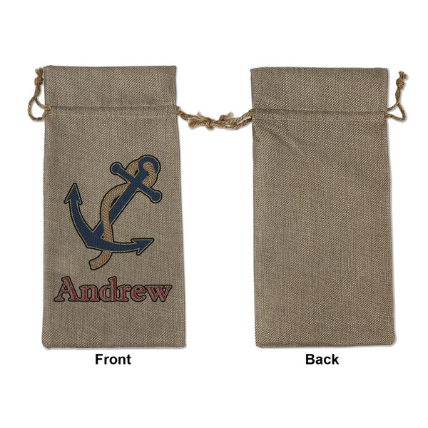 Sail Boats & Stripes Large Burlap Gift Bags - Front Approval