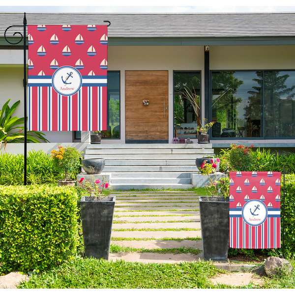 Sail Boats & Stripes Large Garden Flag - LIFESTYLE