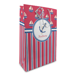 Sail Boats & Stripes Large Gift Bag (Personalized)