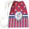 Sail Boats & Stripes Large Laundry Bag - Front View