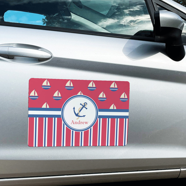 Sail Boats & Stripes Large Rectangle Car Magnets- In Context
