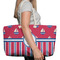 Sail Boats & Stripes Large Rope Tote Bag - In Context View