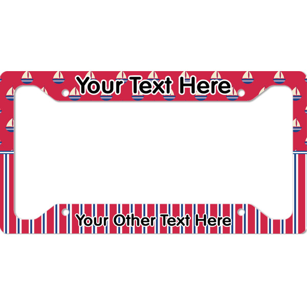 Custom Sail Boats & Stripes License Plate Frame - Style A (Personalized)