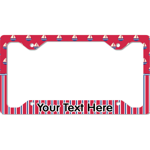 Custom Sail Boats & Stripes License Plate Frame - Style C (Personalized)