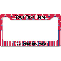 Sail Boats & Stripes License Plate Frame - Style B (Personalized)