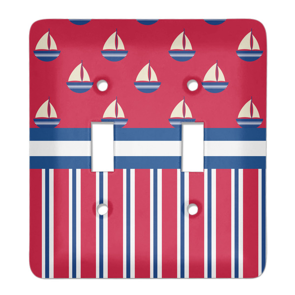 Custom Sail Boats & Stripes Light Switch Cover (2 Toggle Plate)