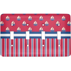 Sail Boats & Stripes Light Switch Cover (4 Toggle Plate) (Personalized)