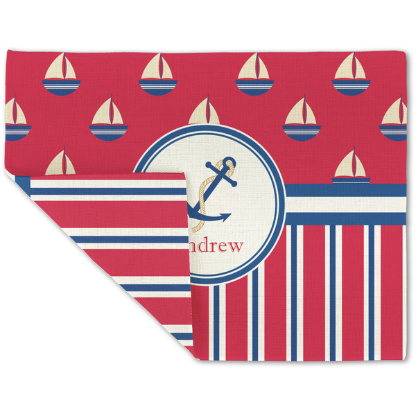 Sail Boats & Stripes Linen Placemat - Folded Corner (double side)