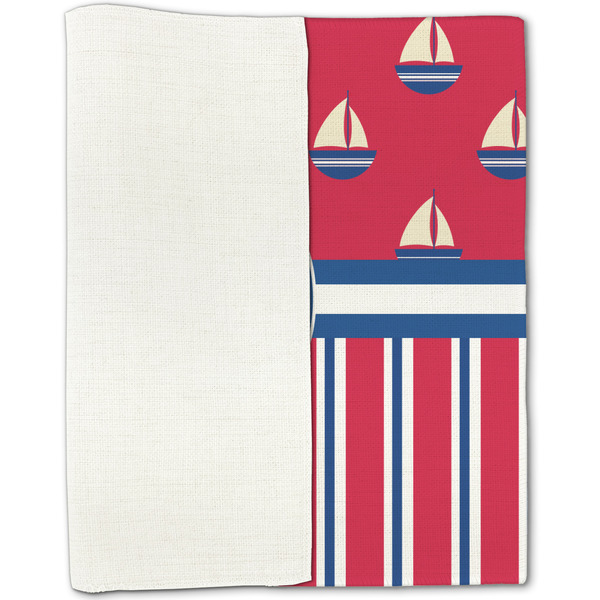 Sail Boats & Stripes Linen Placemat - Folded Half