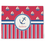 Sail Boats & Stripes Single-Sided Linen Placemat - Single w/ Name or Text