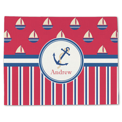 Sail Boats & Stripes Single-Sided Linen Placemat - Single w/ Name or Text