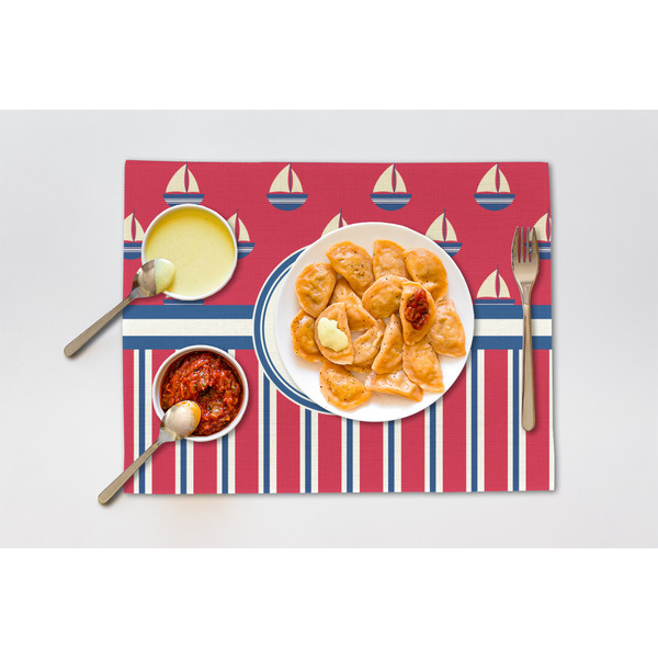 Sail Boats & Stripes Linen Placemat - Lifestyle (single)