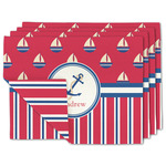Sail Boats & Stripes Linen Placemat w/ Name or Text