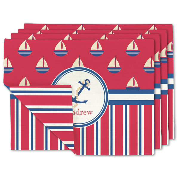 Custom Sail Boats & Stripes Linen Placemat w/ Name or Text