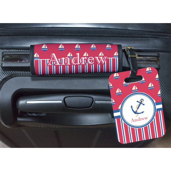 Sail Boats & Stripes Luggage Wrap & Tag