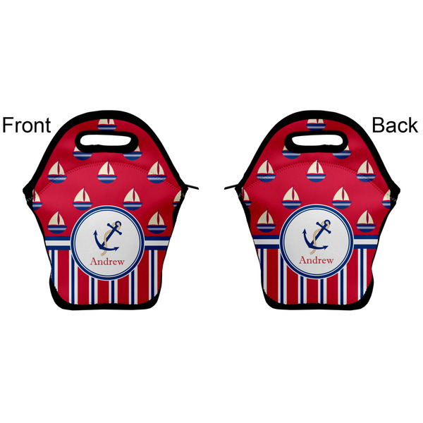 Sail Boats & Stripes Lunch Bag - Front and Back