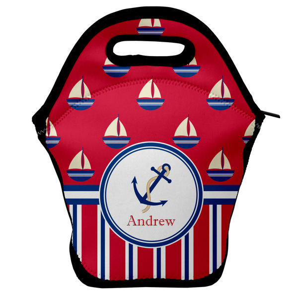 Custom Sail Boats & Stripes Lunch Bag w/ Name or Text