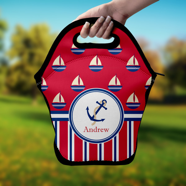 Sail Boats & Stripes Lunch Bag - Hand