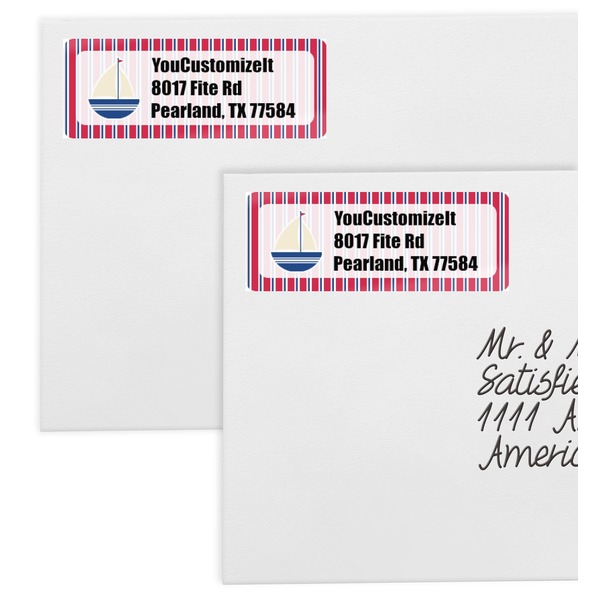 Sail Boats & Stripes Mailing Labels - Double Stack Close Up